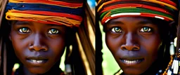 Extreme closeups of Wolof people. Their eyes glow with gemstone colors and reflect Cobalt Infinity, –v6