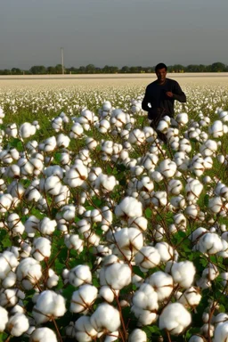 Cotton field, black man, picking