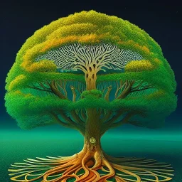 fullbody Drawing of 'sketch of an ancient tree of life',intricate detail,andrea bonelli,Kilian Eng,Ohrai,evan lee,Aleksandr Sidelnikov,KyuYong Eom,three quarters frontal aerial view,toned colors,32k