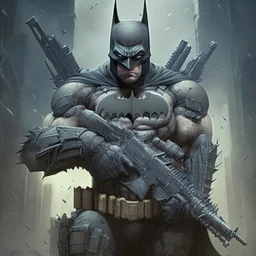 Evil Batman armed with Assault rifle