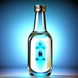 A digital message in a glass bottle. The message is the creation of artificial intelligence.