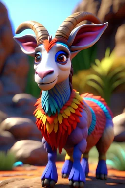 Cartoon eastern quol goat nyala alien hybrid,8k, high detail, smooth render, unreal engine 5, cinema 4d, HDR, dust effect, vivid colors