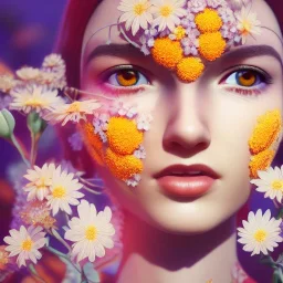 perfect woman, flowers, fractal paint, plants, wildflower, character portrait, intricate, insanely detailed, 4k resolution, cinematic smooth, intricate detail, bright colors