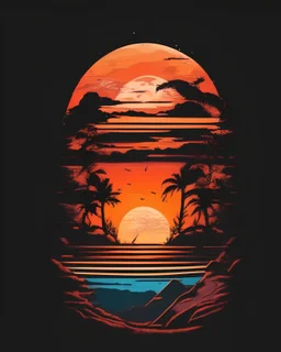 retro sunset for T-Shirt design