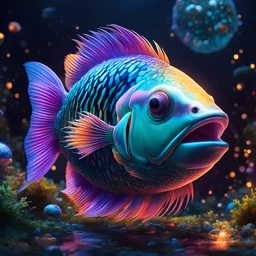 Ballfish,colorful8k resolution concept art, Greg Rutkowski,SIXMOREVODKA, pastel color, Nighttime Lighting, digital illustration, 4K, Hyperdetailed, Intricate Details, 3D shading, Art of Illusion