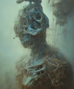 neural network. oil on canvas, beksinski, poster