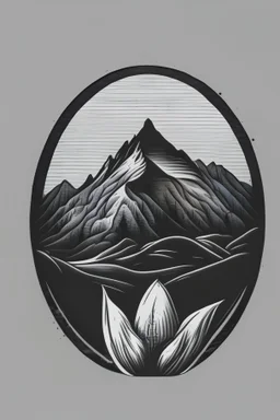 simple round black and white logo of mountain and tulip