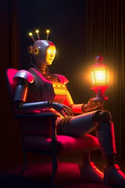 portrait of enlightened robot awake while dreaming, holding lotsa phones chatbot on a throne , smoke, 4k, downlight, soft light, depth of field, photorealism, trending on art station