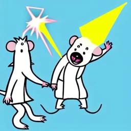 Rat, cartoon, lab coat lightning bolt, icey, yeti