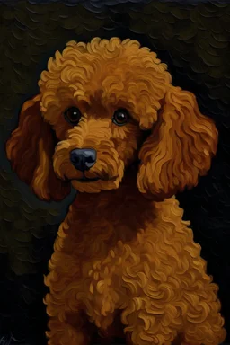 portrait of brown poodle by Van Gogh