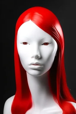 White rubber face with rubber effect in all face with red sponge rubber effect long hair