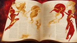 Text for a song about lightning space and beautiful golden, red women, text on a pages, understandable text