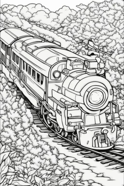 coloring page for kids, train, thick outline, low details, no shading, no color