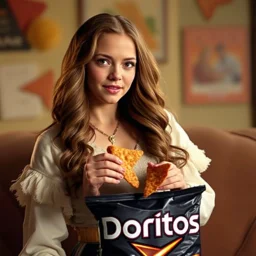 Guinevere stars in a television commercial for Doritos