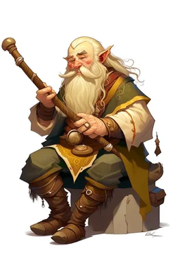 teenage blonde nomadic bard mountain dwarf with flute dnd