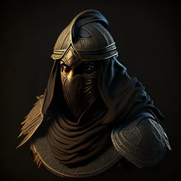 Arab warrior, rounded, 3D, 8k, black background