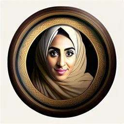 Only the face Muslim Pretty impressive women inside a circular frame,Portrait image,professional look