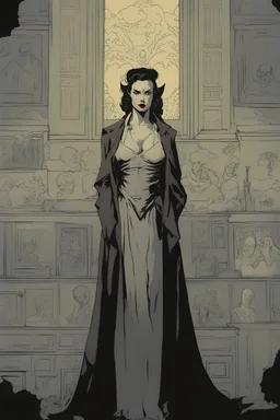 a mike mignola painting of a woman