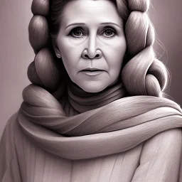 hyperspace background, complete and photo realistic detailed head to waist stunning photo realistic portrait of carrie fisher as Princess Leia in star wars with photo realistic updo hair by Mandy Jurgens and mucha and Richard Schmid and chuck close and chie yoshii, extraordinary and detailed ceremony dress of star wars,brown eyes