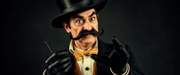 crow vintage mustache thief juggler man