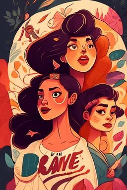 Create an illustration that celebrates women's rights and empowerment, brave, style cartoon