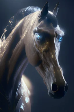 Horse shape-shifting humanoid alien ,dramatic lighting, volumetric lighting, hyperrealisme, 8k, high quality, lot of details, fit within portrait