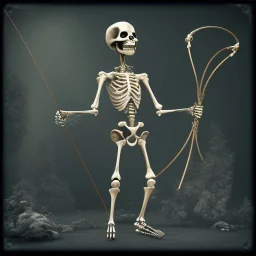 skeleton archer holding a bow in his hand, steam punk, realistic, made in octane, cinematic, ultra-realistic, extremely detailed octane rendering, 8K, VRAY Super Real ar 2:3, dof photorealistic futuristic 50mm lens hard lighting dark gray tintype photograph, realistic lighting, sepia color