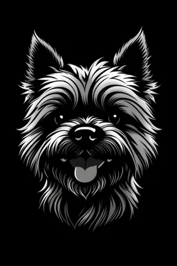 black and white logo of the smiling face of a wheaten cairn terrier with mischievous eyes