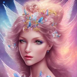  beautiful angel face princess fairy with sparkle jewel bikini and butterflies in hair