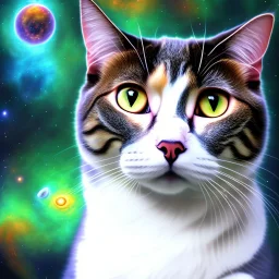 portrait full cat body, meditation, third eye, universe, fourth dimension, fractal, realistic, 8k, high quality, extreme detail, symmetrical,