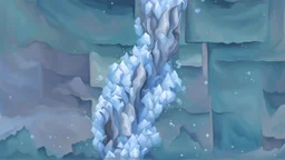 a tree trunk rock ascends from bottom border to the top border. background of sky photorealism