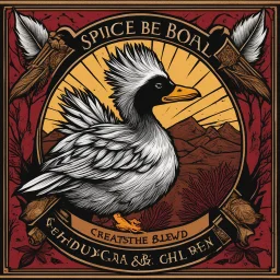 [Spice box Label by Kevin Eastman and Peter Laird] this ground blend is made from feathers, duck, and blood