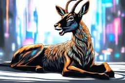 gazelle in 8k solo leveling shadow drawing style, Christmas them, neon lights, sticker, intricate details, highly detailed, high details, detailed portrait, masterpiece,ultra detailed, ultra quality