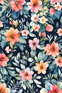 boho Watercolor Of Floral Pattern, Pretty Flowers, Repeating Patterns, boho