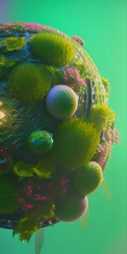 globe, plants and flowers around, kente, cinema 4d, octane render, high detail