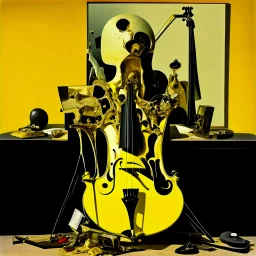 human body, universe-like mirror,complex surgical instruments mixed with human body-like musical instruments,minimalism,Painting By Adrian Ghenie, Rene Magritte, Salvador Dali, Lucian Freud