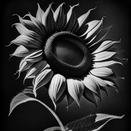 stylized sunflower bw