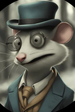 rendering of human-like mouse dressed as a 1940s mobster; tim burton color scheme
