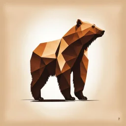 silhouette of a brown bear, letterpress style 2d lowpoly lookalike, minimalistic high contrast pencil art