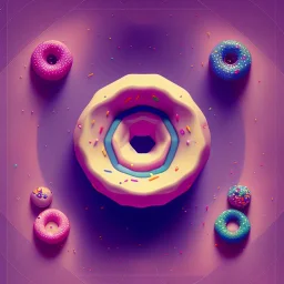 100mm photo of isometric floating donut in the sky, surreal donut with sprinkles, intricate, high detail, behance, microworlds smooth, macro sharp focus, centered