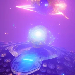 a crystalised blue pink spaceship, gold, diamonds, lightbeams, cosmic background, atmospheric, realistic, unreal engine, 8k. Cinematic lighting, octane render.