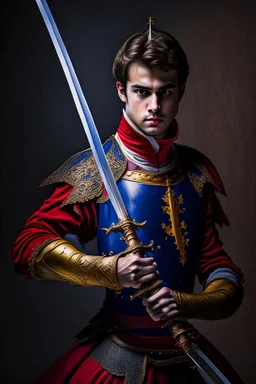 young adult royal guard swordsman with rapier