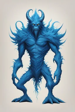 a blue monster, giant, abstract, spirit, highly detailed, minimal