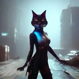 Cyberpunk outfit cyber cat unreal 5, octane render,cinema4d, dynamic lighting, dramatic lighting, 4k, redshift render, highly detailed, hyper realistic, in space