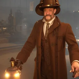 Tom Hanks steam punk character very detailed cinematic unreal engine photo realistic, dramatic lighting