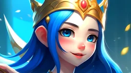 Yuumi from League of legends with a crown on the head