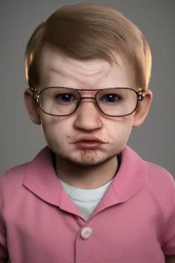 Dahmer toddler, full body, angry, bokeh, hyper realistic