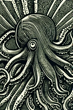 Linocut octopus