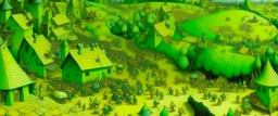 A lime green tiny cybernetic realm painted by Pieter Bruegel the Elder