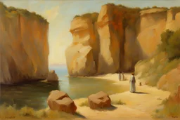 sunny day, rocks, cliffs, sci-fi, friedrich eckenfelder and henry luyten impressionism paintings